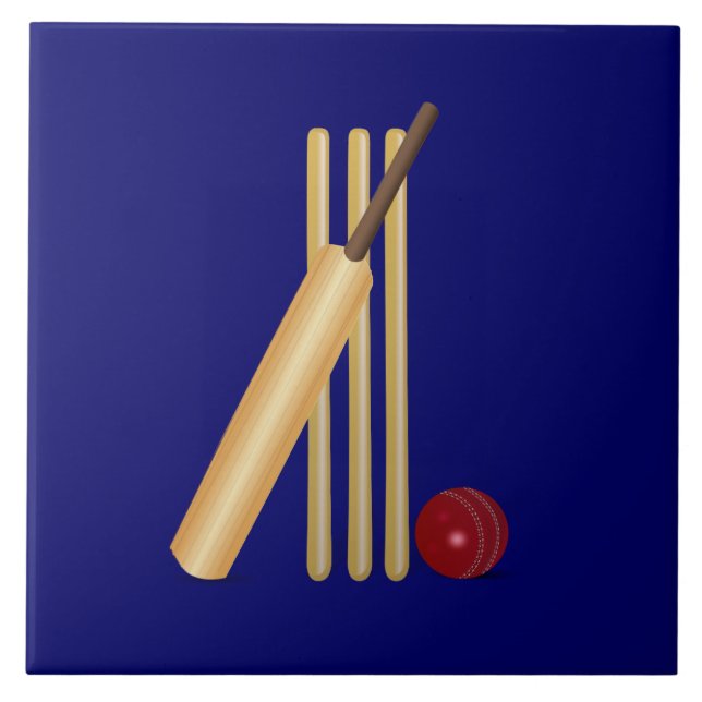 Cricket - wicket, fladdermus och boll kakelplatta (Framsidan)