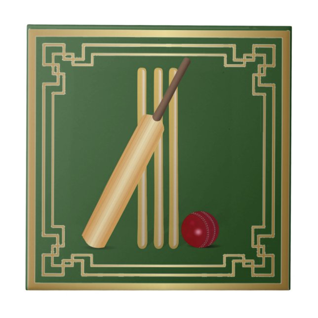 Cricket-Wicket, fladdermus och boll Kakelplatta (Framsidan)