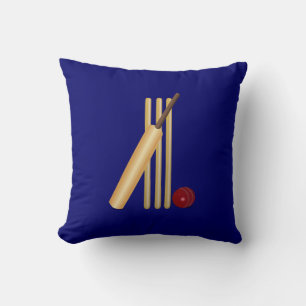 Cricket, wicket, fladdermus och boll kudde