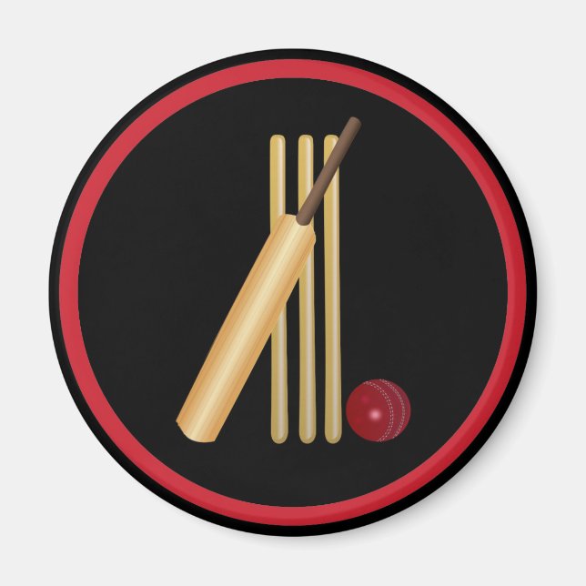 Cricket, wicket, fladdermus och boll magnet (Framsidan)