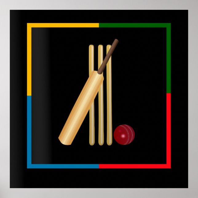 Cricket, wicket, fladdermus och boll. poster (Framsidan)