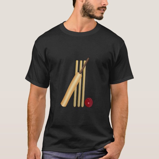 Cricket, Wicket, Fladdermus och Boll T Shirt (Framsida)