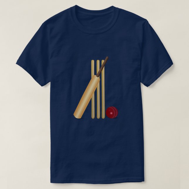 Cricket - Wicket, Fladdermus och Boll T Shirt (Design framsida)
