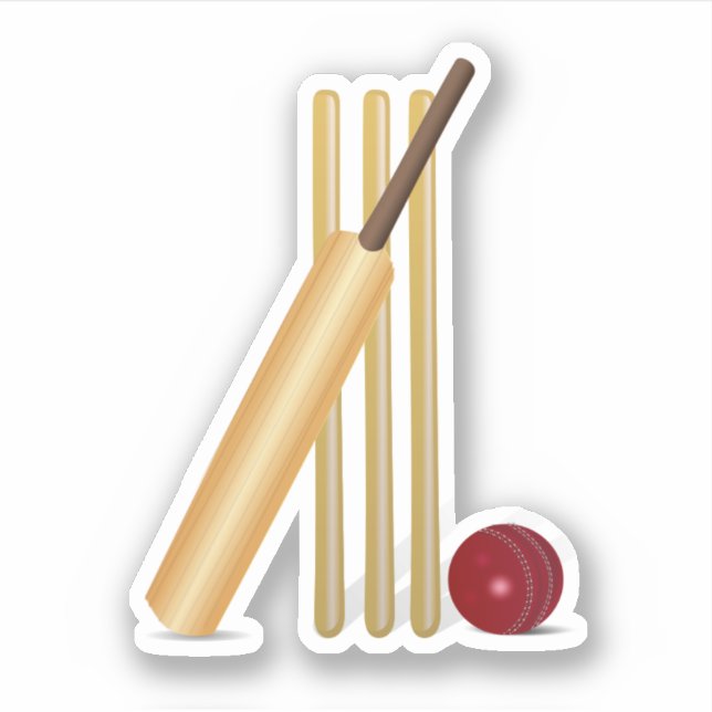Cricket, wicket och boll klistermärken (Framsida)