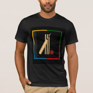 Cricket, wicket, slagträ och boll, t shirt