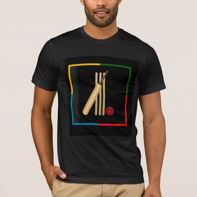 Cricket, wicket, slagträ och boll,  t shirt (Framsida)