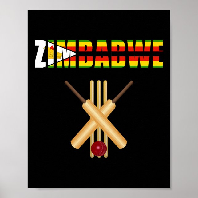 Cricket Zimbwe Flagga T Ll Wicket  Poster (Framsidan)