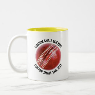 Cricketboll & liten text GUL 11oz Anpassad Två-Tonad Mugg