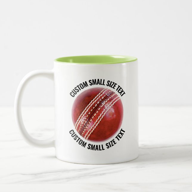 Cricketboll & liten text LIME GRÖN 11oz Anpassad Två-Tonad Mugg (Vänster)