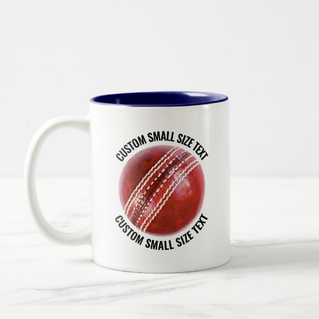 Cricketboll & liten text NAVYBLÅ 11oz Anpassad Två-Tonad Mugg (Vänster)