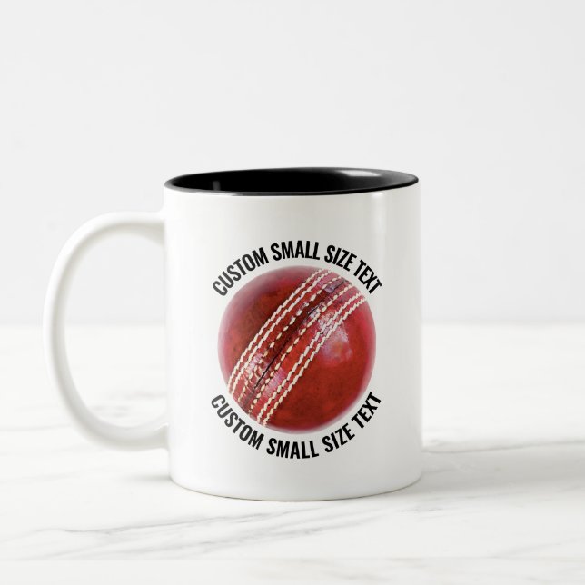 Cricketboll & Liten Text SVART 11oz Anpassad Två-Tonad Mugg (Vänster)