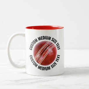 Cricketboll & Medelstort text RÖD 11oz Anpassad Två-Tonad Mugg