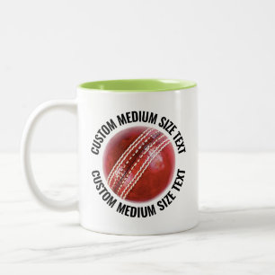 Cricketboll & Medium text LIME GRÖN 11oz Anpassad Två-Tonad Mugg
