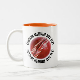 Cricketboll & Medium text ORANGE 11oz Anpassad Två-Tonad Mugg