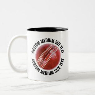 Cricketboll & Medium text SVART 11oz Anpassad Två-Tonad Mugg