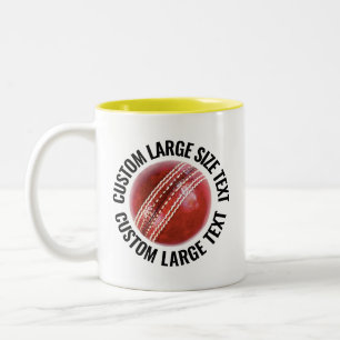 Cricketboll & Stor text GUL 11oz Anpassad Två-Tonad Mugg