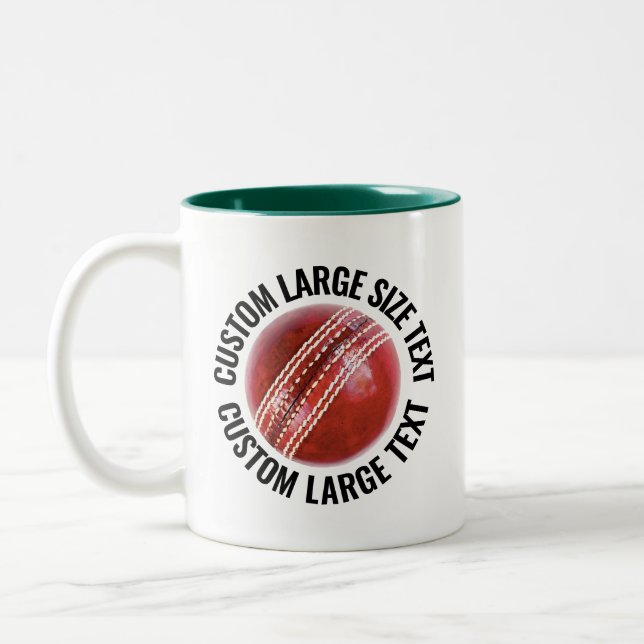Cricketboll & Stor text JAKTGRÖN 11oz Anpassad Två-Tonad Mugg (Vänster)