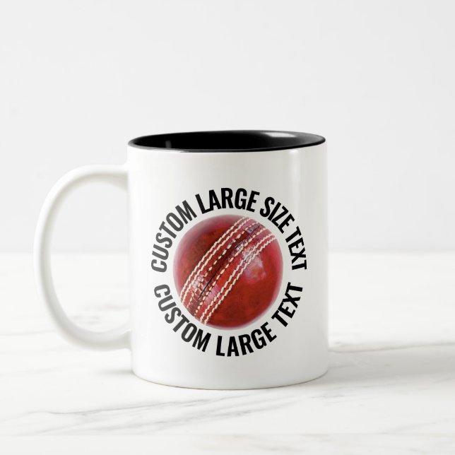 Cricketboll & Stor text SVART 11oz Anpassad Två-Tonad Mugg (Vänster)