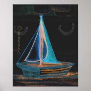 CricketDiane Sailing Poster - Boat in Bathtub