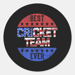 Cricketlagspelare självständighetsdag patriotisk U Runt Klistermärke