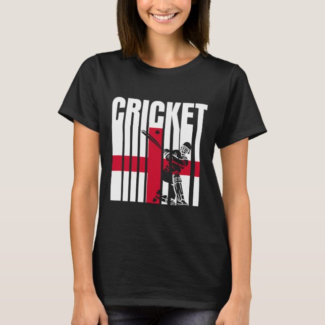 Cricketspelare engelsk flagga  t shirt (Framsida)