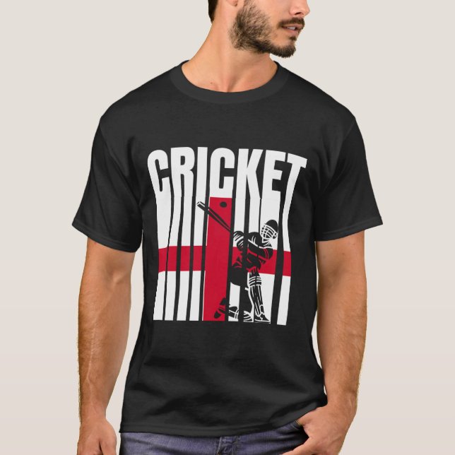 Cricketspelare engelsk flagga  t shirt (Framsida)