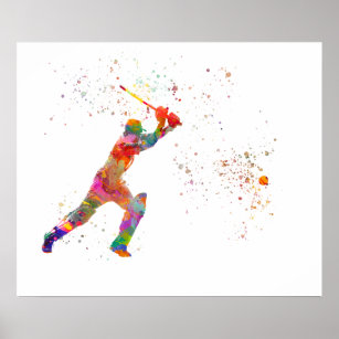 Cricketspelare i vattenfärg poster