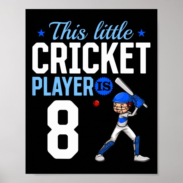 Cricketspelare på 8-årsdag  poster (Framsidan)