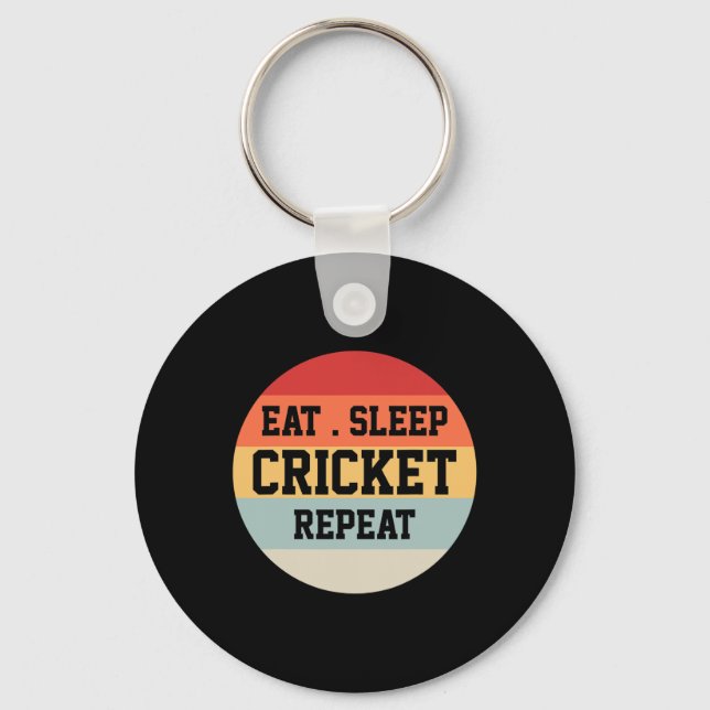 Cricketspelare Retro Roligt Present Nyckelring (Framsida)