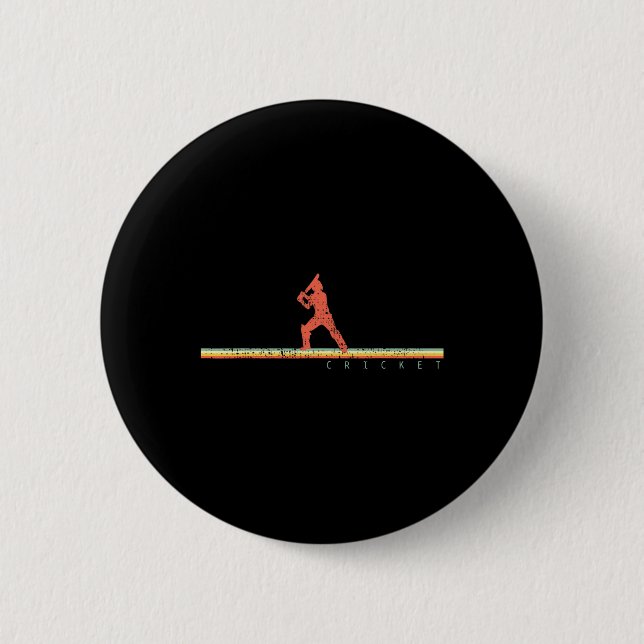 Cricketspelare Tränarepresent Sport Retro  Knapp (Framsida)