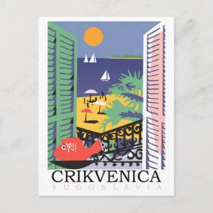 Crikvenica, Jugoslavien, fönsterutsikt Vykort