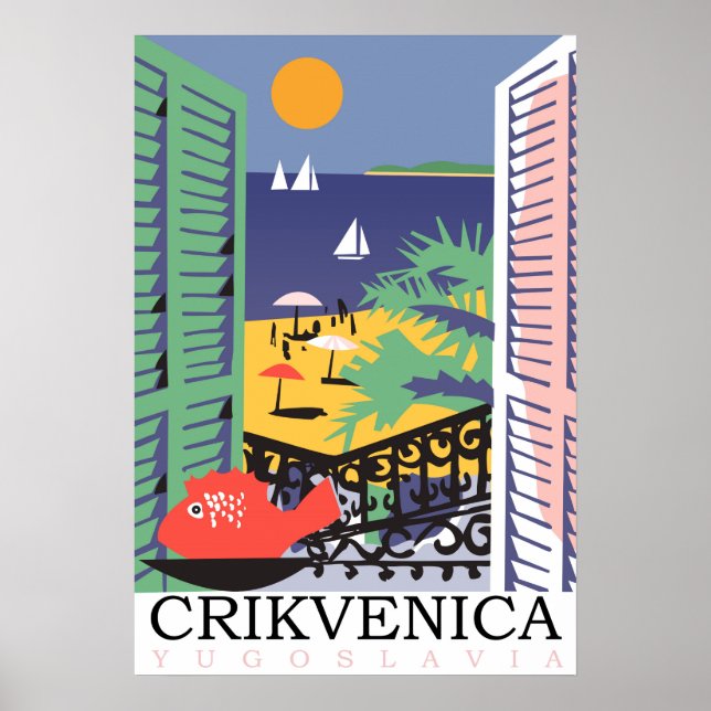 Crikvenica, Jugoslavien, fönstervy Poster (Framsidan)