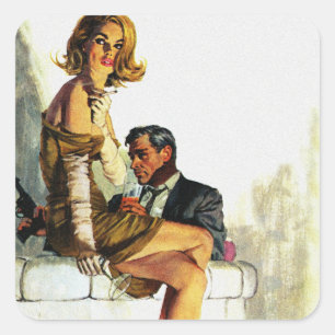 Crime Partners Vintage Pulp Magazine Cover Art Fyrkantigt Klistermärke
