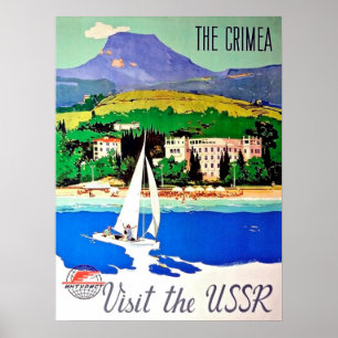 Crimea besök USSR, seglingen, vintagesovjet reser Poster