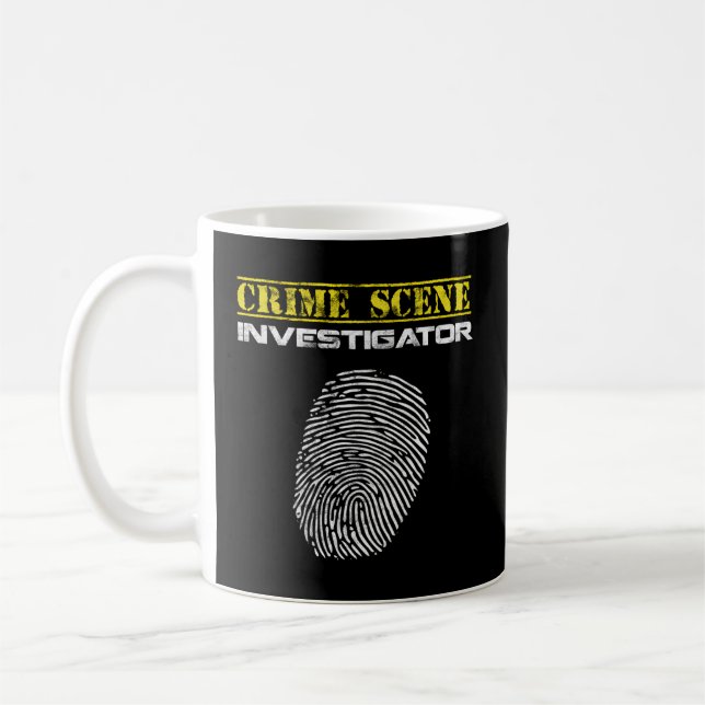 Crimescene Investigator Fingerprint Police Kaffemugg (Vänster)