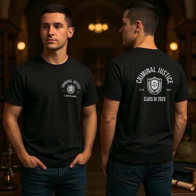 Criminal Justice Graduation Personalized T Shirt (Black Personalized Criminal Justice Graduation T-Shirt)