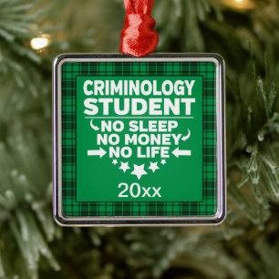 Criminology College Student Grönt Pput Julafton Julgransprydnad Metall