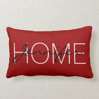 Crimred Red färg home monogram Lumbarkudde