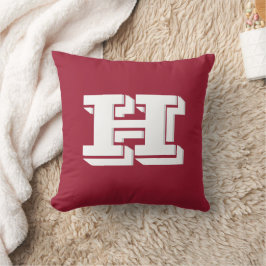 Crimson and White Varsity Letter  Monogram  Kudde