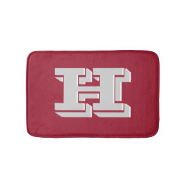 Crimson and White Varsity Letter Style Monogram Badrumsmatta