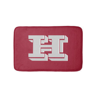 Crimson and White Varsity Letter Style Monogram Badrumsmatta