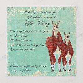 Crimson & Azure Llamasbabyinbjudan Inbjudningar