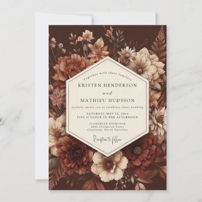Crimson Baroque Bloom Wedding Inbjudningar (Framsida)