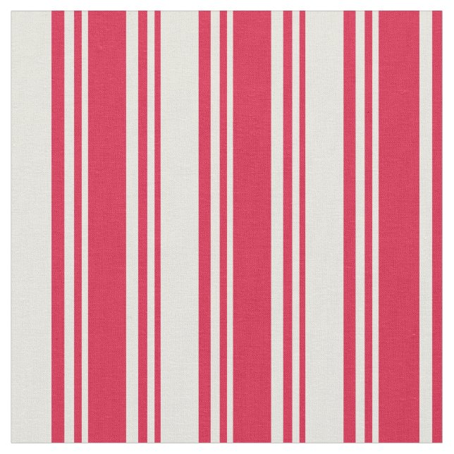 Crimson & Beige Mönster i Rand Tyg (Närbild)