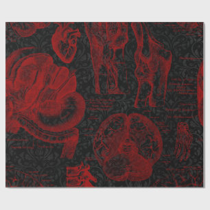 Crimson & Black Damask mönstrad Vampyre Anatomy Presentpapper