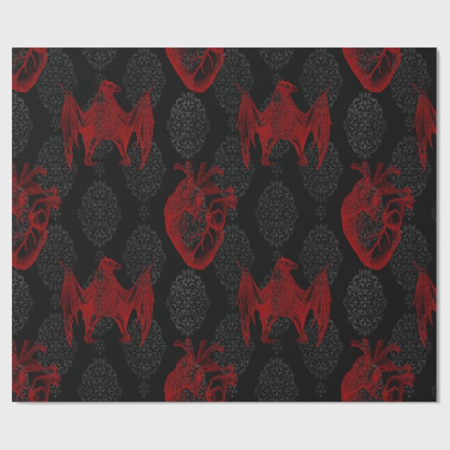 Crimson & Black Hearts och Fladdermus Presentpapper (Platt)