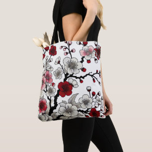 Crimson Blommar Elegance - japansk-inspirerad Flor Tygkasse