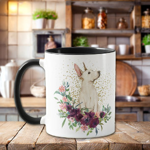 Crimson Blommigt Bouquet Bull Terrier Puppy Mugg