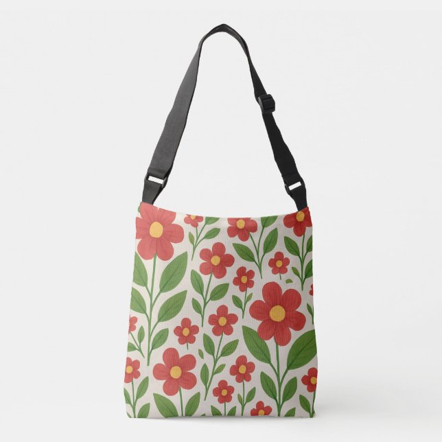 Crimson Bloom Garden Tote-väska Axelväska (Framsida)