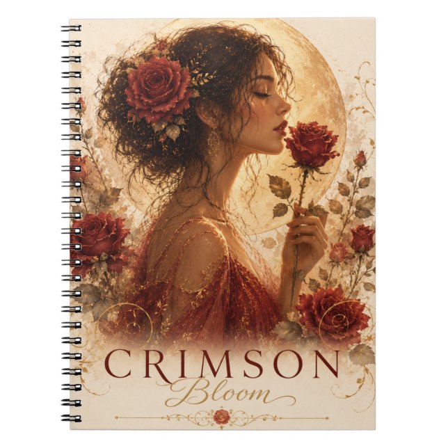 Crimson Bloom Premium anteckningsbok  (Framsidan)